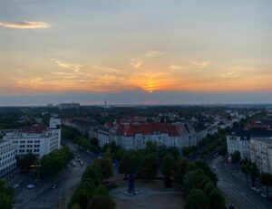 Theodor-Heuss-Platz in Berlin-Charlottenburg with Eternal Flame memorial and U-Bahn station